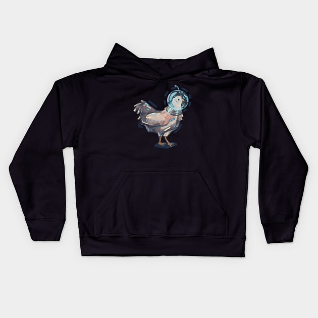 Space Chicken Kids Hoodie by Claire Lin